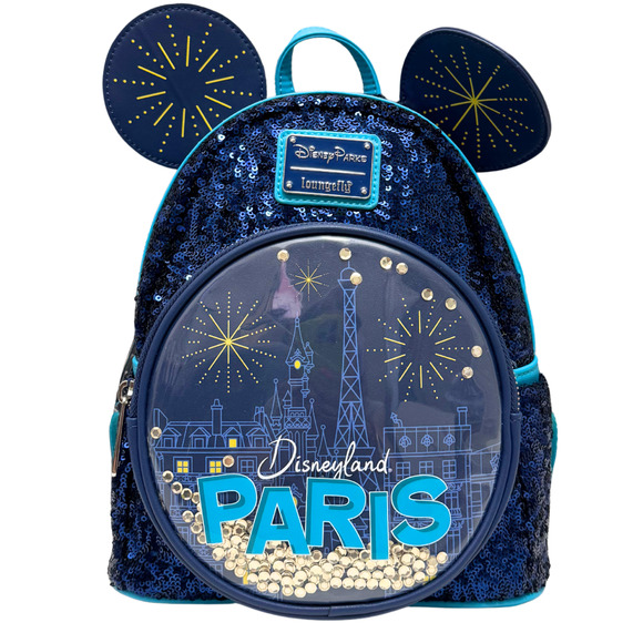 NWT Disneyland Paris DLP Mickey Mouse Ears Sequin Loungefly France Mini Backpack - Picture 1 of 8